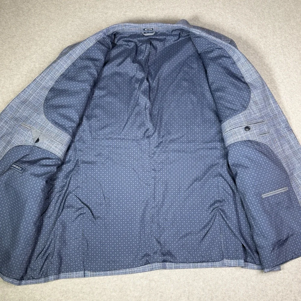 New Crown & Ivy Men's 54R Blue Plaid Sport Coat Blazer Double Vented Stretch